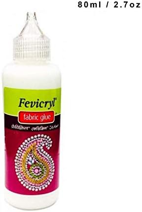 World of Sparkles Fevicryl Fabric Glue for Gems Acrylic Rhinestones Clothes Shoes Adhesive Bonds Machine Washable, 80ml - White