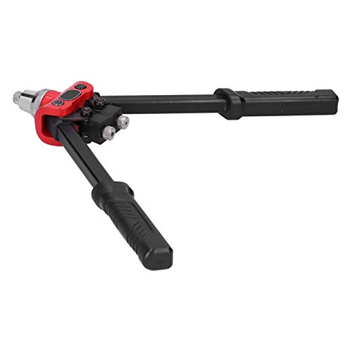 Ausla Herramienta de Pistola Remachadora, Pistola Remachadora Manual de Acero de Aleación con Doble, 3 Boquillas de 3,2 4,0 4,8 Mm, HRC60 Tratado Térmicamente con Agarre TPR para Reparación de