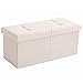 CUYOCA Storage Ottoman Bench Foldable Seat Footrest End of Bed Ottoman with Flipping Lid for Living Room, 75L, 30 inches Linen Fabric Beige