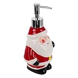 Healvian Ceramic Seifenspender im Santa Claus Design Nachfüllbare Handseife Flasche mit Pumpe für Badezimmer und Küche Weihnachtszubehör aus Langlebigem Keramikmaterial