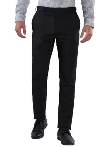 Image of Raymond Men Slim Fit Structure Pattern Polyester Blend Flat Front Formal Trouser
