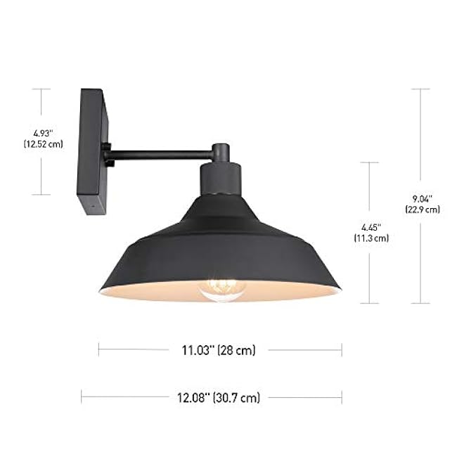 Globe Electric Modern Farmhouse Wall Sconce Matte Black 12 x 11 x 9 inches 60W Bulb