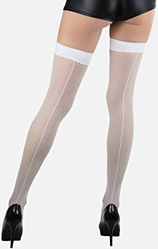 Image of ToBeInStyle Women's Fine Classic Fishnet Thigh High Stretch Nylon Novelty Stockings