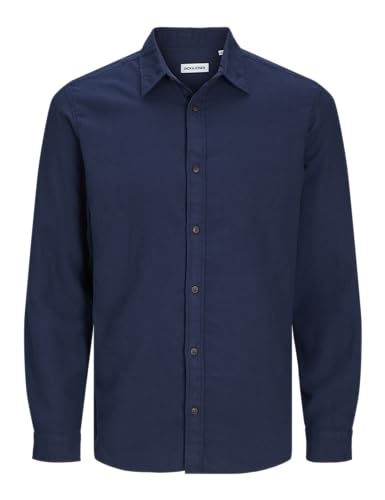 Jack & Jones Camisa de Hombre Slim Fit Camisa, Azul Marino. Detalles: sólido, S