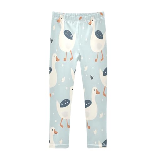 Toddler Girls Leggings Printed Yoga Pants Leggings Blue White Duck for Kids