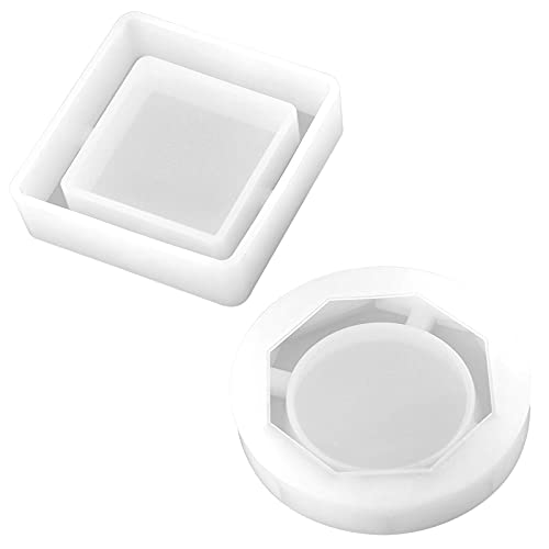 Ashtray Resin Molds 2 Pieces, Square and Diamond Silicone Mold Casting Mold Resin DIY Crystal Crafts , White