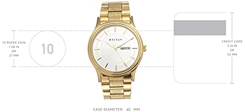 Titan Quartz Analog with Day and Date Silver Dial Stainless Steel Strap Watch for Men-NS1650YM05 - Image 3