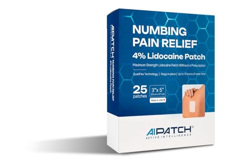 Image of AI Patch Numbing Pain Relief - 4% Lidocaine Patches for Back, Neck, Shoulder & Joint Discomfort | Targeted Topical Pain Relief - 25 Patches
