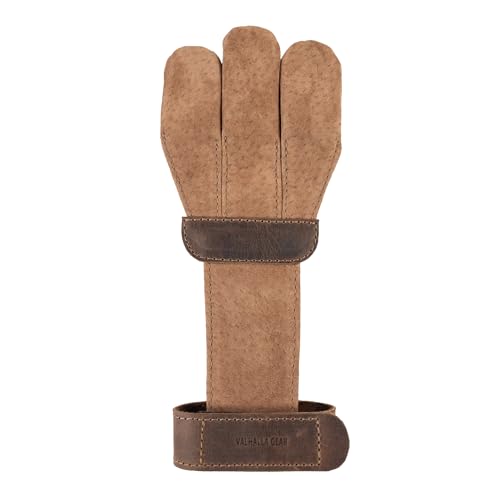 Valhalla Gear, Archery Shooting Glove, Hand Guard, Recurve Bow, Wrist and Finger Protector, Shooting Targeting, Cosplay, Sheepskin and Full Grain Leather, Handmade Archer Accessories, Bourbon Brown