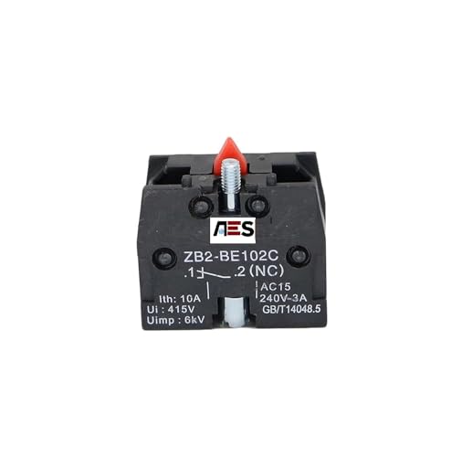 Image of AES XAC Series Push Button Switch Contact Block - ZB2-BE102C (NC) | 10A 600V Auxiliary Contact Block for Industrial Machines, Automation & Control Panels | Screw Clamp Terminal | Pack of 10