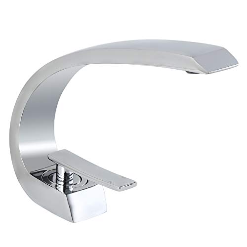 LABABE Gewölbt Wasserhahn,Einlochmontage,Kaltes und Heißes Wasser Vorhanden,Messing Verchromt,Wasserhahn Bad Waschbecken Mischbatterie Badarmatur Waschtischarmatur Einhandmischer Waschtisch Armatur