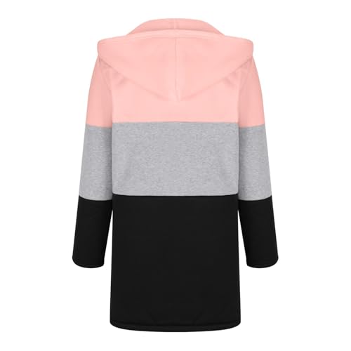 Outfit for Juniors Fall Winter Long Sleeve Vneck Color Block Print Hooded Plain Hoodies Coats Women 2025 Fashion4
