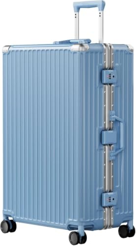 Image of AnyZip Luggage PC+ABS Aluminum Frame Zipperless Checked Luggage Hard Shell Suitcase TSA Lock Double Spinner Wheels 28 Inch Haze Blue