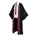 Magician Robe Wizard School Costume Cloak Adult Men Boys Hooded Magic Wand Cape Halloween Cosplay Witch Outfit (Red, Small)