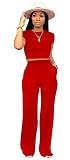 Women's Fashion 2 Piece Outfit Set Sexy Bodycon Jumpsuit Tube Top Party Clubwear Romper Pants with B