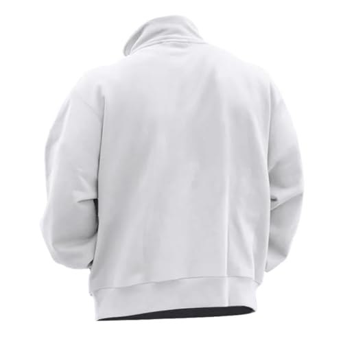 Men's Large Size Fleece Half Zipper Stand-Up Collar Pullover Solid Color Casual Pullover Sweater2