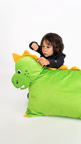 Unicorns & Robots Plush Animal Pillow Case For Kids, 3D Design Fun Decorative Pillow Sham, Oeko Tex Certified, Standard Sized Lounge Pillow For Boys And Girls, Dino, Green #TOP7