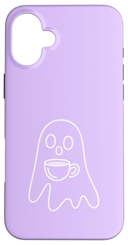 Aesthetic One Line Art Ghost and Coffee - ���C���b�N �X�}�z�P�[�X iPhone 16 Plus �p