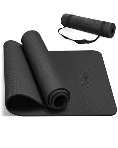 CAMBIVO Tapis de Yoga Epais 8mm, Tapis de Sport Antidérapant TPE 183x60cm/183x61cm, Tapis Gym Yoga Mat avec Sangles pour Pilates Fitness Méditation...