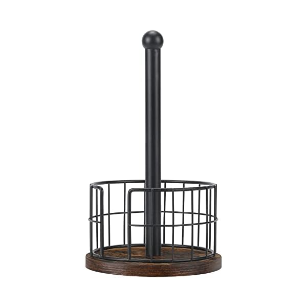 YINMIT Paper Towel Holder Countertop, Standing Paper Towel Roll Holder for Bathroom, Paper Towel Rack with Heavy Duty Wooden Base for Kitchen Counter, fits Standard or Jumbo-Sized Rolls (Wood)