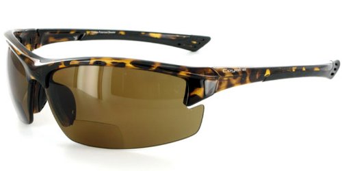 Coyote BP7 Polarized Bifocal Safety Sunglasses with Low-Profile, Wrap-Around Sports Design for Youthful and Active Men and Women Tortoise +2.00