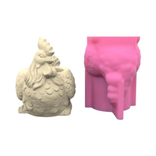 VONNST Unique Rooster Shaped Molds Silicone Flowerpot Molds Candle Holder Moulds Concrete Vase Mold for Crafts and Home Decorations