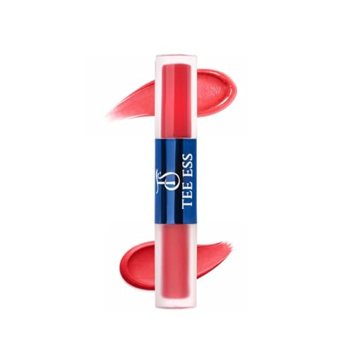 Image of Tee Ess Duo Lips 2-in-1 | Lip Gloss & Matte Cream Mousse Liquid Lipstick | High Shine Gloss + Soft Matte Finish | Long-Lasting, Lightweight & Non-Sticky | 5ml (WINE TIME)