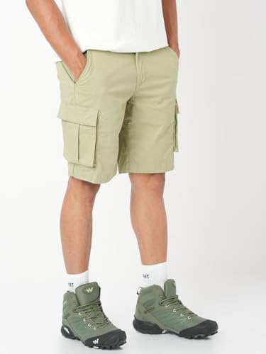 Image of Wildcraft Solid 6-Pocket Cargo Shorts, Comfortable, Regular Fit