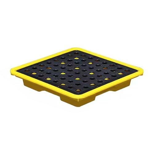 Platforma przemysłowa do wychwytywania wycieków, modułowa platforma do wychwytywania wycieków, plastikowa tacka, 17 rozmiarów, kolor żółty – 33,5 x 33,5 x 5,5 cm