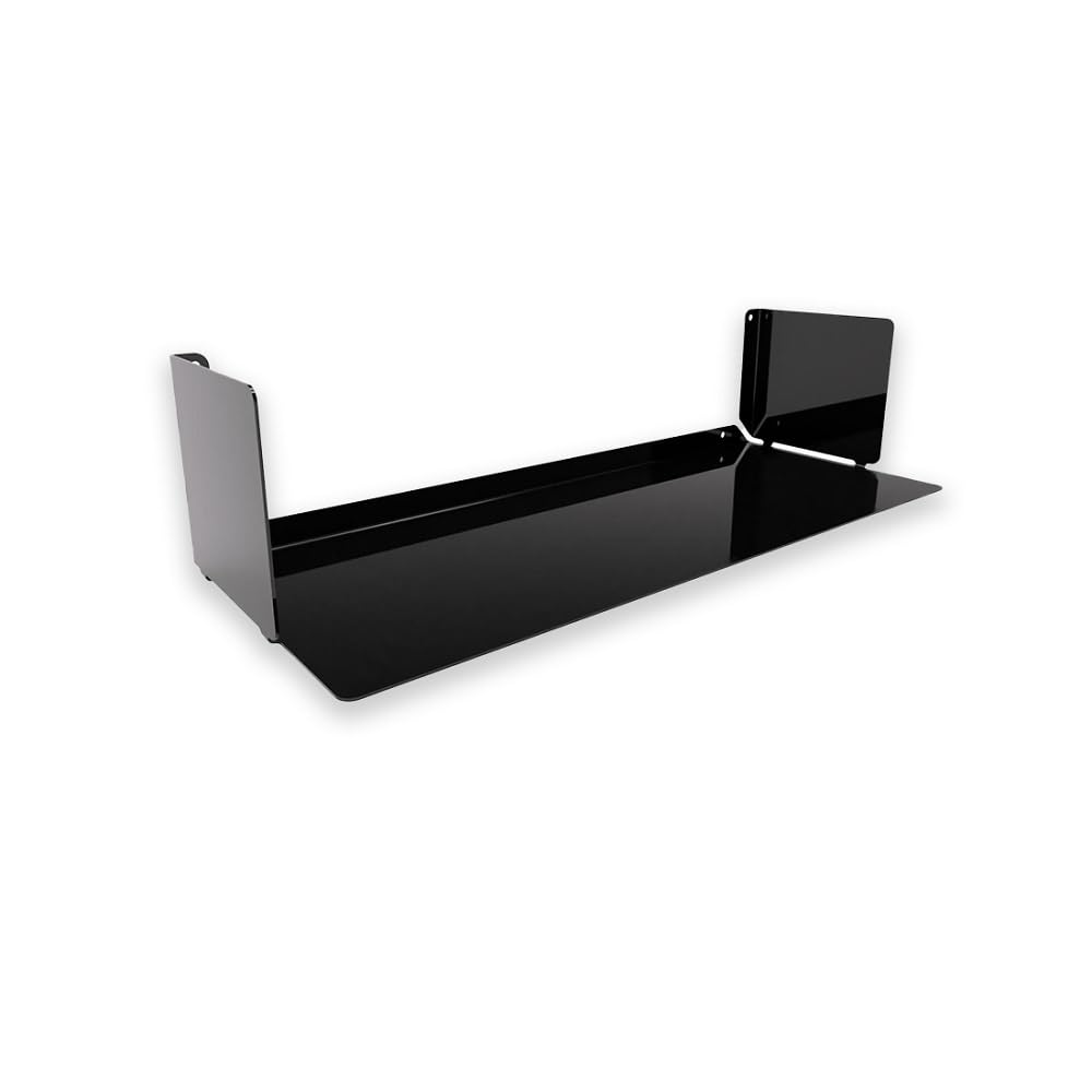 Radius Design Booksbaum Wandregal horizontal, Schweberegal, Schwarz glänzend, für Wohnzimmer, Arbeitszimmer, Badezimmer, Küche, 58 cm