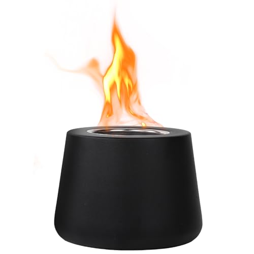 Zhongtou Chimenea Bioetanol Metal Chimenea de Bioetanol Fogata de Mesa para Interior y Exterior Circular Chimenea de Mesa Portátil para Jardín Balcón Salón Mesa de Comedor (Negro)