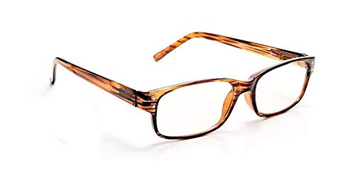 Computer Glasses Readers Reading Video Gaming Glasses of Anti Blue Light Blocking No Eye Strain and Headaches UV Light Protection Rectangle Frame by FLORIDA GLASSES® (+0.50 Strength, Brown Striped)