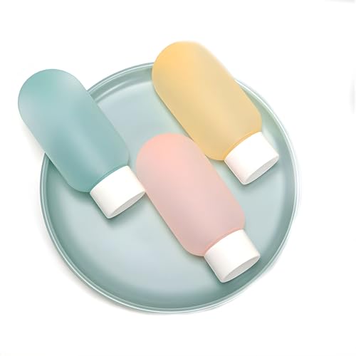 Image of Hian Travel Bottles Set for Toiletries - Leak-Proof, Refillable Plastic Containers (60ml, Multicolor, Pack of 3) - Squeezable Bottles for Shampoo, Lotion, Cream & Travel Organizing