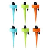 OSALADI Automatische Garten-Tropfbewässerung 6er Set Kunststoff Selbstbewässerungsstab mit einstellbarem Wasserdurchfluss für Zimmer- und Topfpflanzen