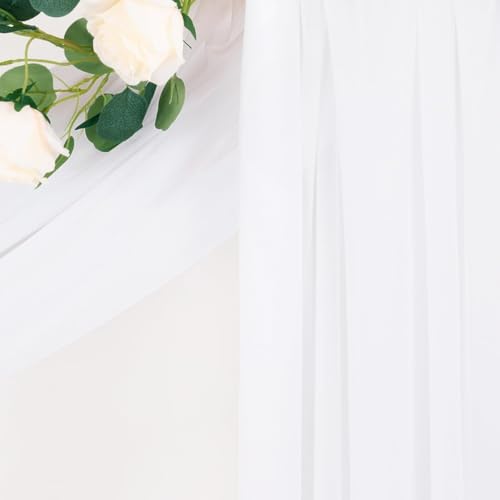Image of White Wedding Glitter Arch Draping Fabric 29 inch x 6.5 Yards 2 Panels Sheer Backdrop Curtains Drapery for Summer Wedding Ceremony Birthday Party Indoor Ceiling Decor