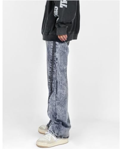 jupkem Baggy Jeans for Men Korean Fashion Pants Y2k Aesthetic Mid Rise Wide Leg Jean Y2k Goth 90s Vintage Streetwear Clothes3