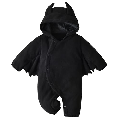 Image of AGQT Baby Bat Costume Boy Girls Halloween Outfit with Hat for 0-24 Months | Long Sleeve, Soft Cotton Blend, Breathable & Skin-friendly, Perfect for Halloween, Daily Wear, Photoshoot, Family gatherings
