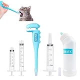 Jiaxix Pet Pill Shooter for Cats, Pill Popper Dispenser with Syringes and Pet Nursing Bottle Feeding Dispenser Tool for Cats, Dogs and Small Animals (Blue)