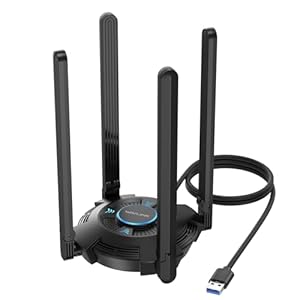 AX5400 USB WiFi 6 Adapter for Desktop PC, WAVLINK USB Wireless Adapter with Tri-Band 6GHz/2402Mbps, 5GHz/2402Mbps, 2.4GHz/573Mbps,4×5 dBi Antennas,OFDMA,WPA3, USB WiFi Dongle for Windows 11/10 ONLY