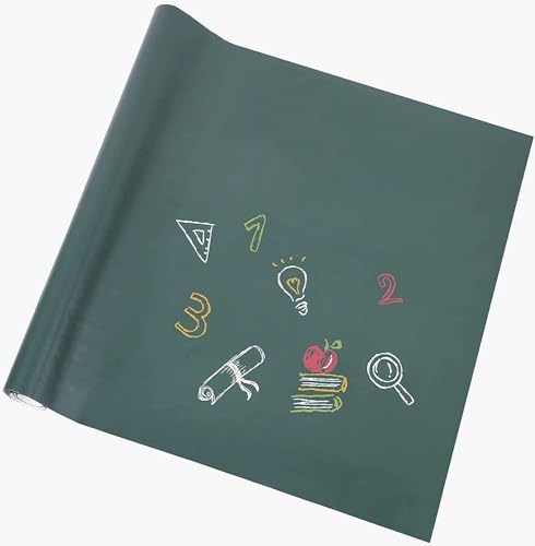 Image of DreamKraft Green Chalkboard Sticker for Wall, 45 x 200 cm | Self-Adhesive Vinyl Blackboard Roll with 5 Chalks for Kids, Home, School and Office