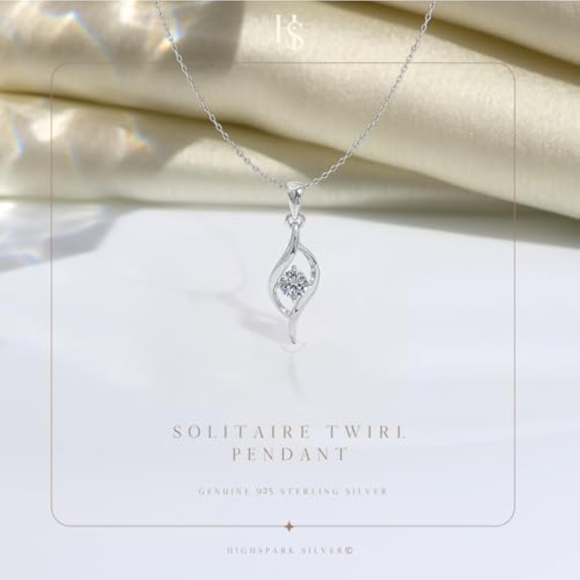 Women's 925 Sterling Silver Classic Dew Drop Solitaire Pendant with Chain