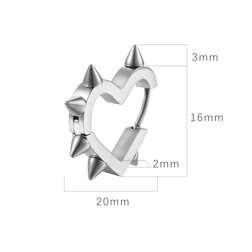 Y2K Spiky Heart Hoop Earrings for Women - Emo Punk Earrings, Black Spike Earrings - Stainless Steel Hoop Earrings, Gothic Jewelry2
