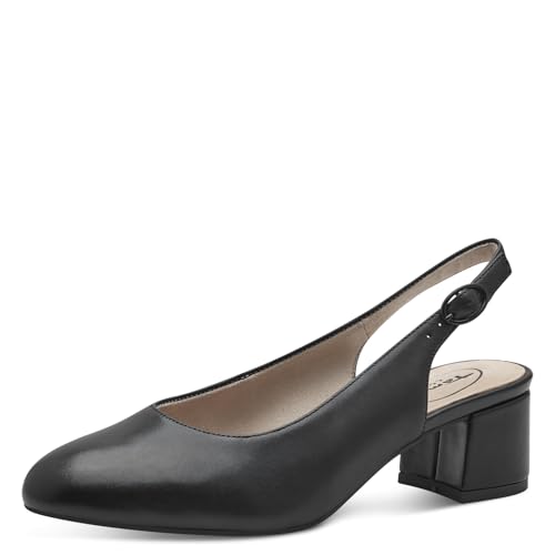 Tamaris Comfort Damen Slingpumps aus Leder Elegant, Schwarz (Black), 39 EU