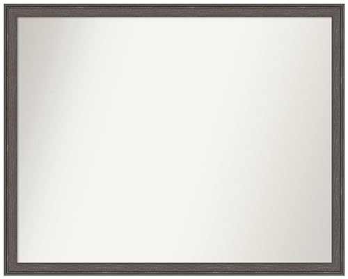 Amanti Art Silver Bathroom Mirror for Over Sink, 24x30 Florence Pewter Rectangle Vanity Mirror, Large Casual Frame, Hangs Horizonally and Vertically, Bathroom Wall Decor, Non-Beveled Edge