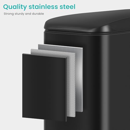 Basurero de baño pequeño con pedal y tapa, acero inox miniatura 6