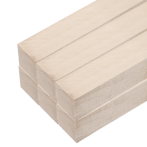 QUARKZMAN 6 Piezas De Palos De Madera 1.2'x 1.2' x 12' Cubo De Madera Rectangular Listones Cuadrados Para Arte De Bricolaje Decoración Tallado A Mano Artesanías