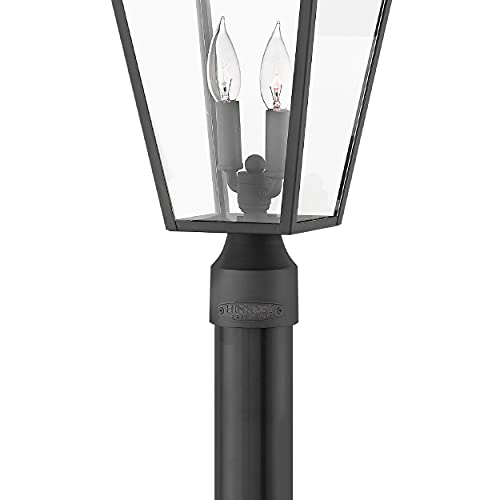 Hinkley Alford Place Collection Two Light 12V 3.50W Led Low Voltage Outdoor Medium Post Top Or Pier Mount Lantern, Museum Black #TOP2