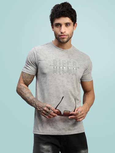 Image of Lux Nitro Men's Cloud Burst Printed Half Sleeve T-Shirt | Cotton Blend Round Neck Tee | Regular Fit Casual Wear