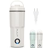 Aliliy 電気ケトル ポータブル トラベルケトル 小型 380ML 100V 300W 低消費電力 持ち運びケトル 湯沸かし 一人暮らし 電気ポット トラベル 湯沸かし器 水筒 急速沸かし 空焚き防止 漏れない お湯ポット ステンレス 二重構造 コーヒー 紅茶に使用 旅行 車中泊 オフィス 出張 ギフト 日本語説明書付き PSE認証済み (ベージュ-S)