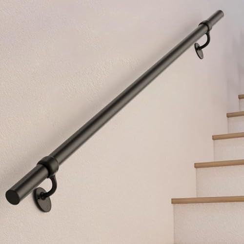 Thsgrt Stair Railing Indoor 4 Feet Hand Rails for Indoor/Outdoor Steps 1.5 Round Porch Railing Wall Mount Aluminum Hand Rails for Indoor Stairs Industrial Staircase Handrails